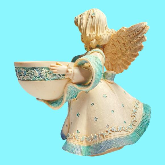 Sarahs Angels Collection Anna Tea Light Candle Holder Cream Blue Christmas Angel - Picture 5 of 9